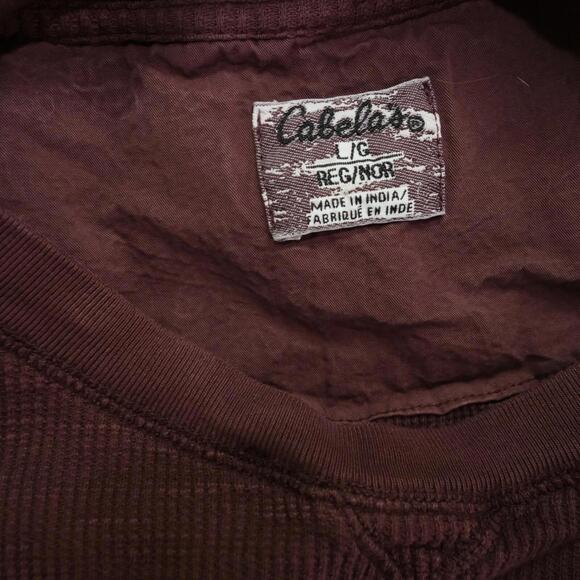 Cabelas Mens Cotton Crew Neck Solid Maroon Thermal Sweater Large - Picture 7 of 7